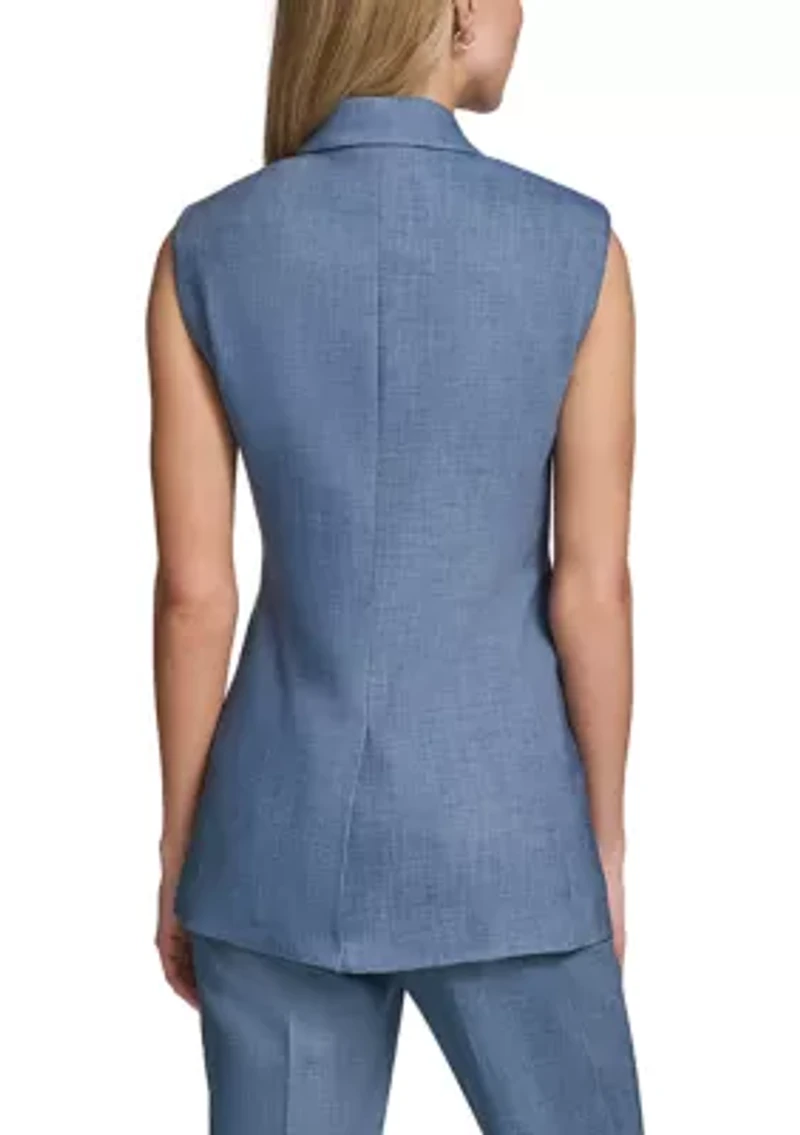 Women's Double Notch Collar Denim Vest