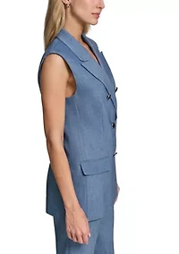Women's Double Notch Collar Denim Vest