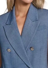 Women's Double Notch Collar Denim Vest