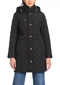 Women's Quilted Walker Coat with Front Flap Pocket
