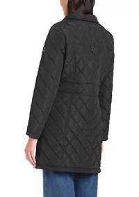 Women's Quilted Walker Coat with Front Flap Pocket
