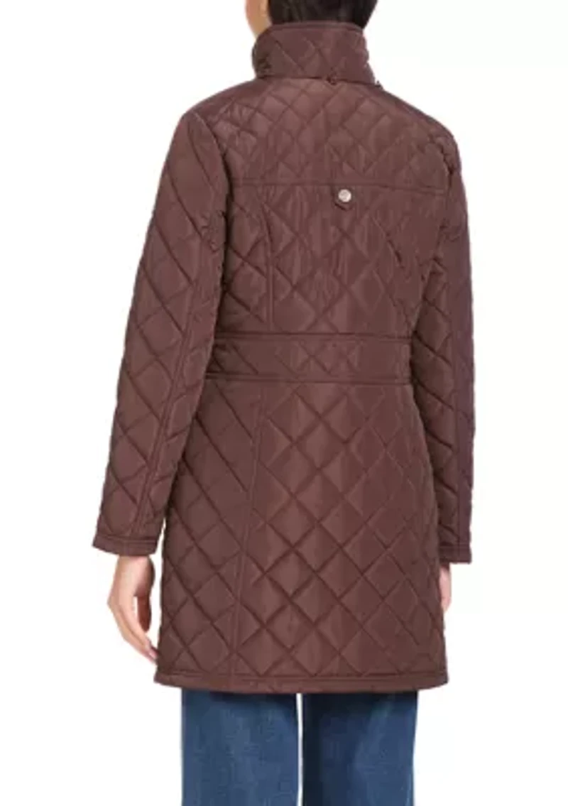 Women's Quilted Walker Coat with Front Flap Pocket
