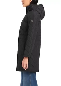 Women's Quilted Walker Coat with Front Flap Pocket