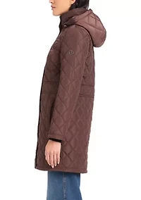 Women's Quilted Walker Coat with Front Flap Pocket