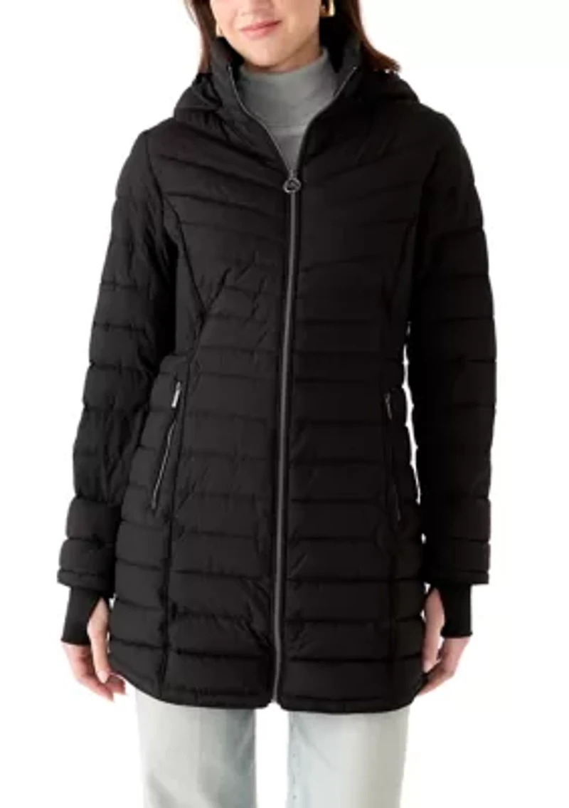 Women's 3/4 Length Puffer Jacket with Hood