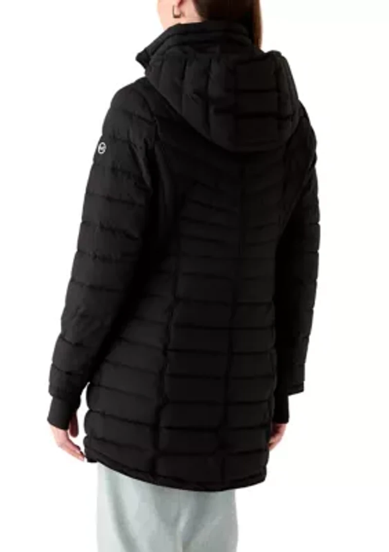 Women's 3/4 Length Puffer Jacket with Hood