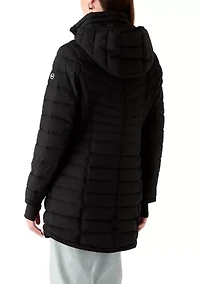 Women's 3/4 Length Puffer Jacket with Hood