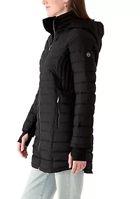 Women's 3/4 Length Puffer Jacket with Hood