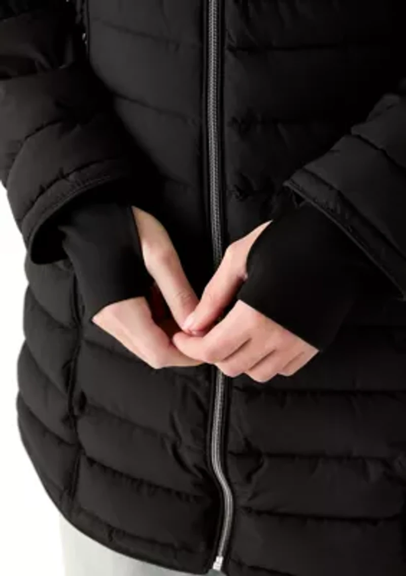 Women's 3/4 Length Puffer Jacket with Hood