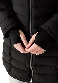 Women's 3/4 Length Puffer Jacket with Hood