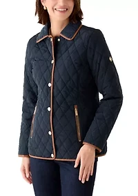 Women's Quilted Barn Jacket with Trim