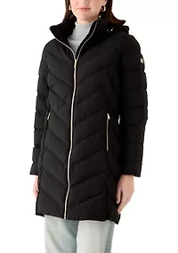 Women's 3/4 Length Puffer Jacket with Hood