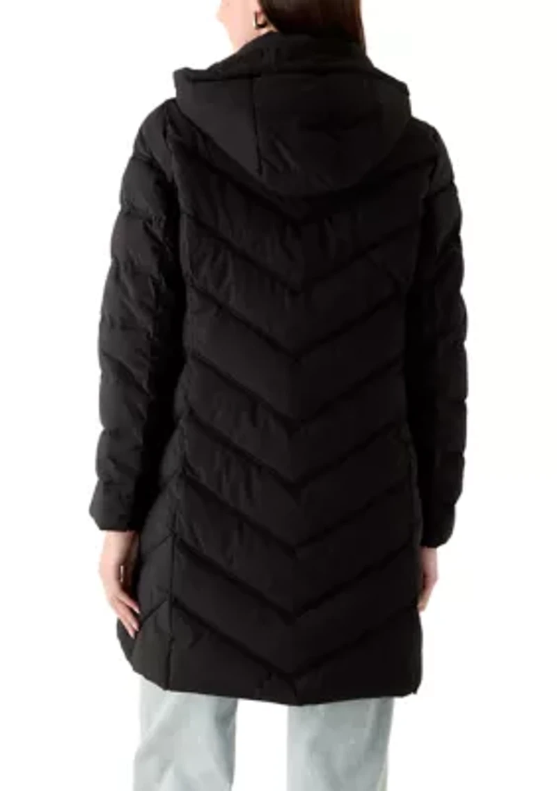 Women's 3/4 Length Puffer Jacket with Hood