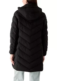 Women's 3/4 Length Puffer Jacket with Hood