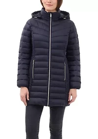 Women’s Packable 3/4 Zip-up Puffer With Hood