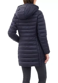 Women’s Packable 3/4 Zip-up Puffer With Hood
