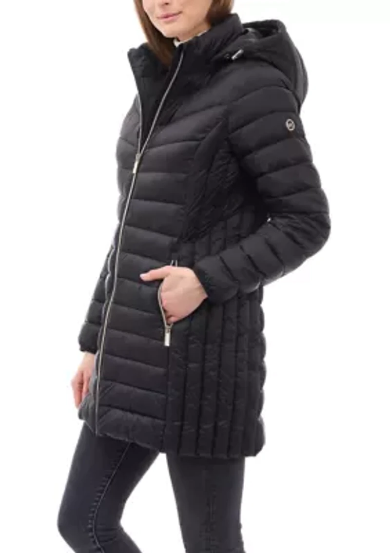 Women’s Packable 3/4 Zip-up Puffer With Hood