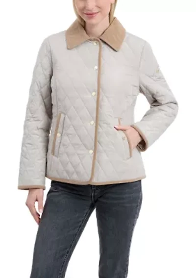 Women's Quilted Barn Jacket with Corduroy