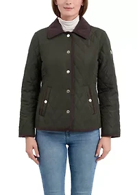 Women's Quilted Barn Jacket with Corduroy