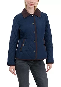 Women's Quilted Barn Jacket with Corduroy