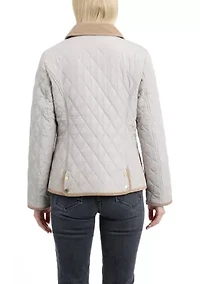 Women's Quilted Barn Jacket with Corduroy