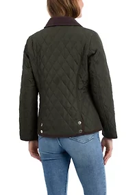 Women's Quilted Barn Jacket with Corduroy