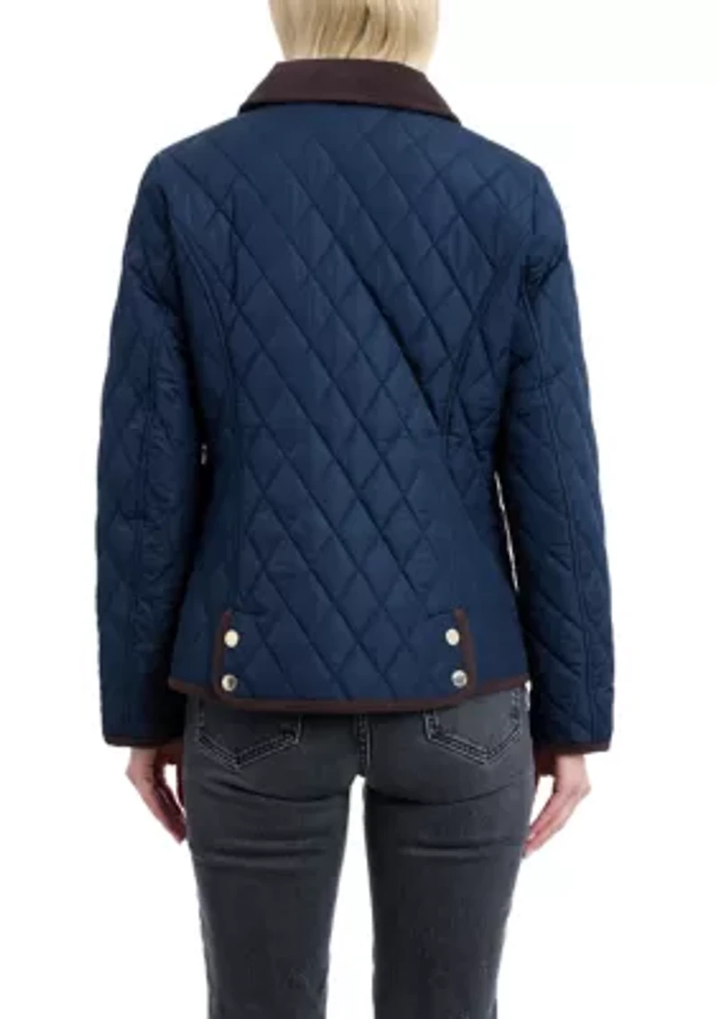 Women's Quilted Barn Jacket with Corduroy