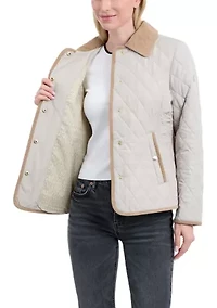 Women's Quilted Barn Jacket with Corduroy