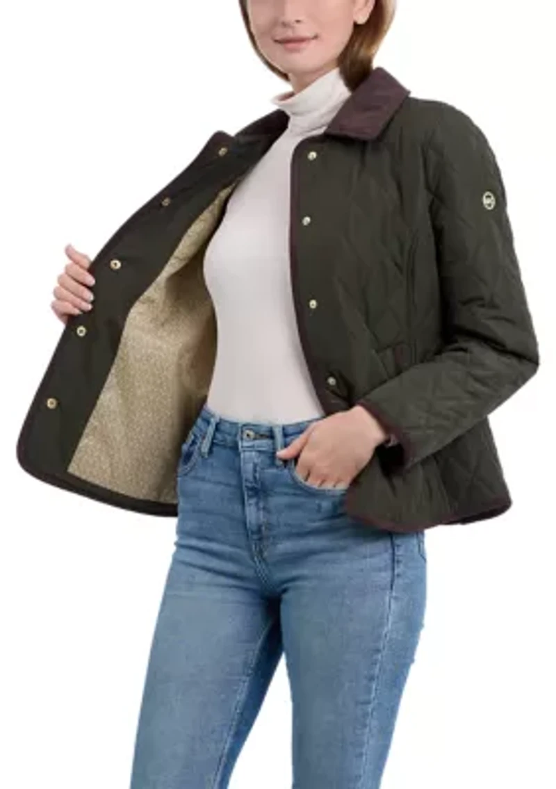 Women's Quilted Barn Jacket with Corduroy