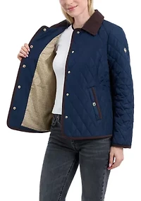 Women's Quilted Barn Jacket with Corduroy