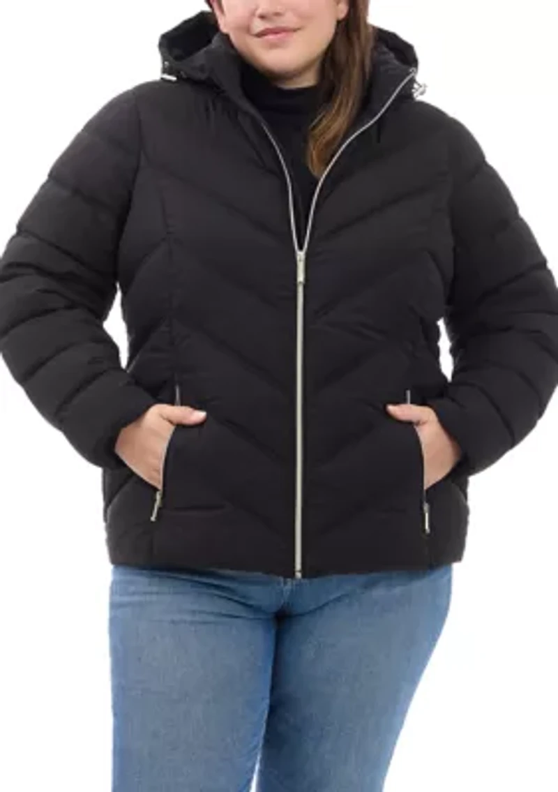 Plus Short Packable Zip-Up Puffer Coat