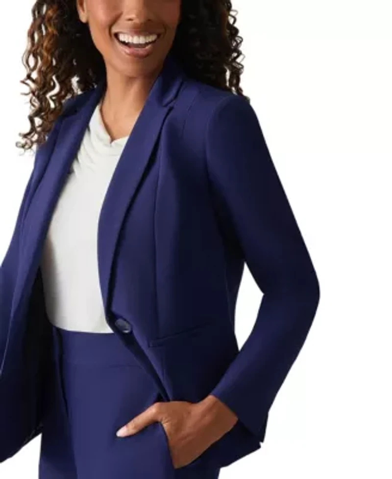 Women's Stretch Crepe One Button Panel Seamed Jacket