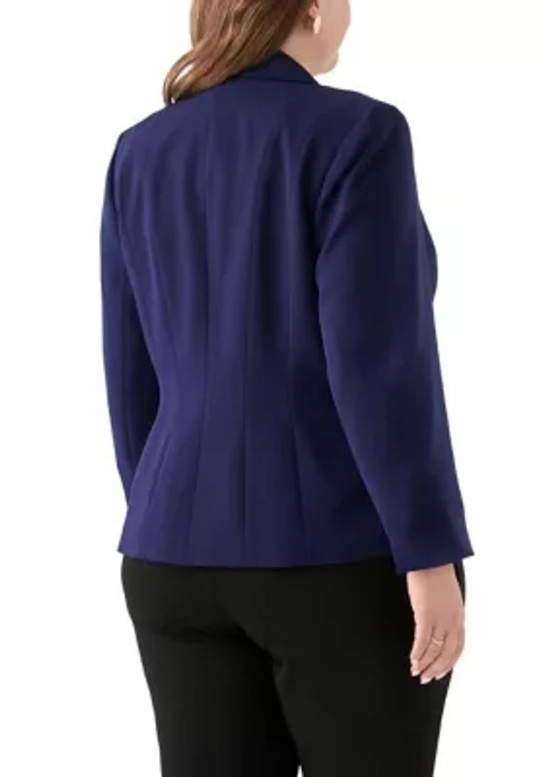 Plus Seamed One Button Blazer