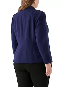 Plus Seamed One Button Blazer
