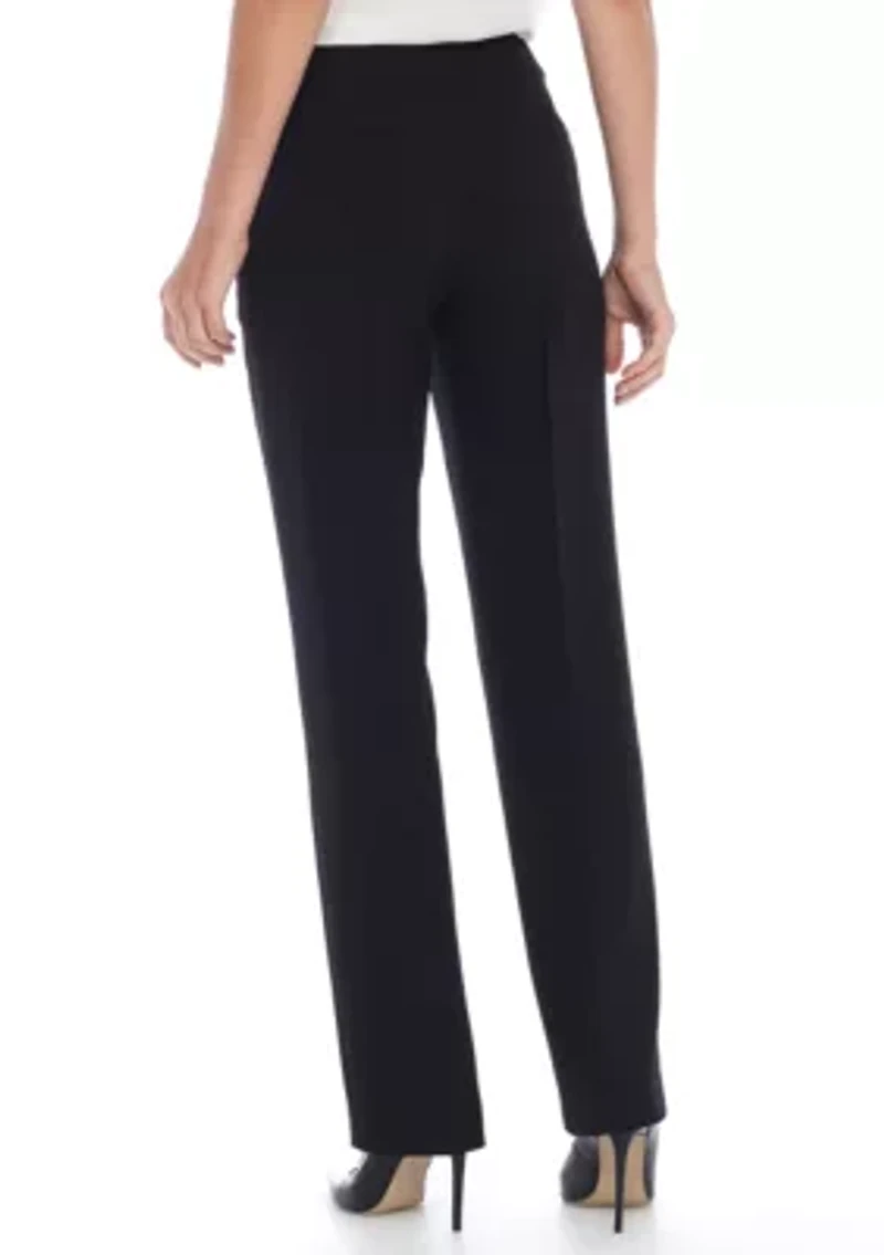 Women's Stretch Crepe Fly Front Slim Pant
