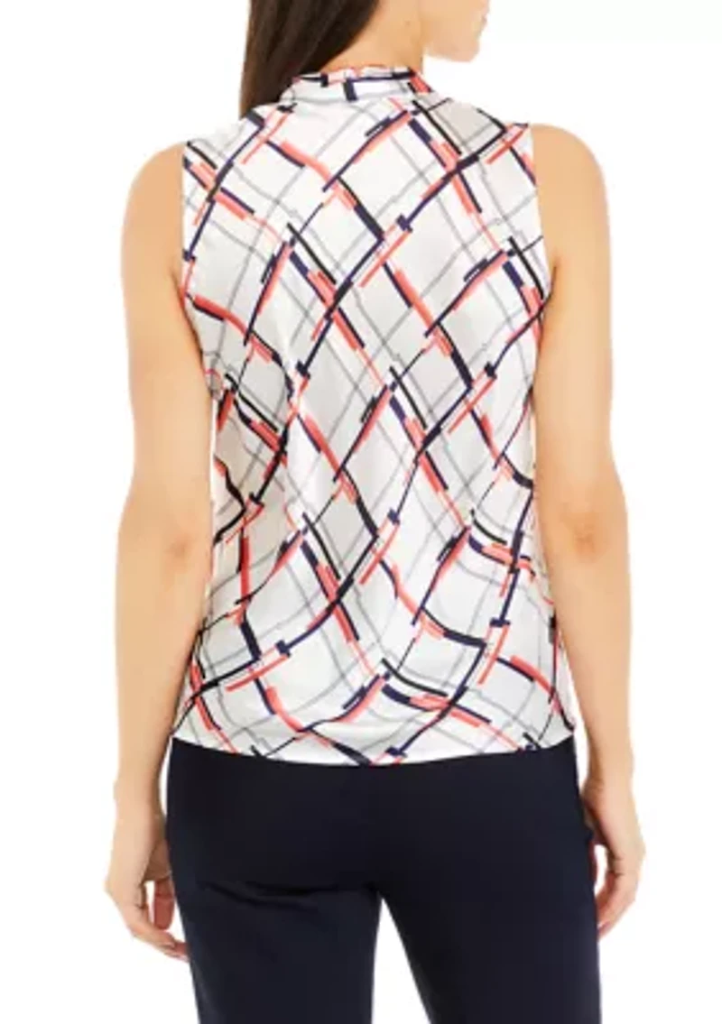 Petite Sleeveless Tie Front Blouse