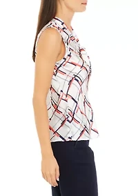Petite Sleeveless Tie Front Blouse