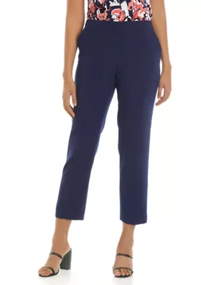 Women's Stretch Crepe Fly Front Side Elastic Trouser Pants