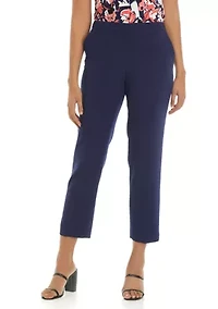 Women's Stretch Crepe Fly Front Side Elastic Trouser Pants