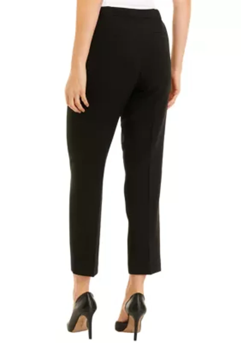 Women's Stretch Crepe Fly Front Side Elastic Trouser Pants