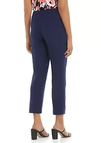 Women's Stretch Crepe Fly Front Side Elastic Trouser Pants