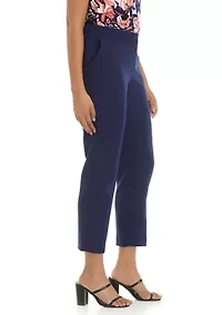 Women's Stretch Crepe Fly Front Side Elastic Trouser Pants