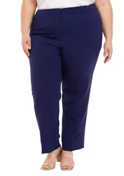 Plus Stretch Crepe Fly Front Side Elastic Trouser Pants