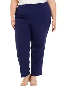 Plus Stretch Crepe Fly Front Side Elastic Trouser Pants