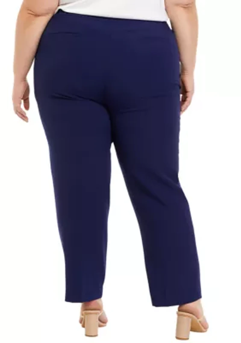Plus Stretch Crepe Fly Front Side Elastic Trouser Pants