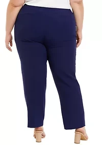 Plus Stretch Crepe Fly Front Side Elastic Trouser Pants