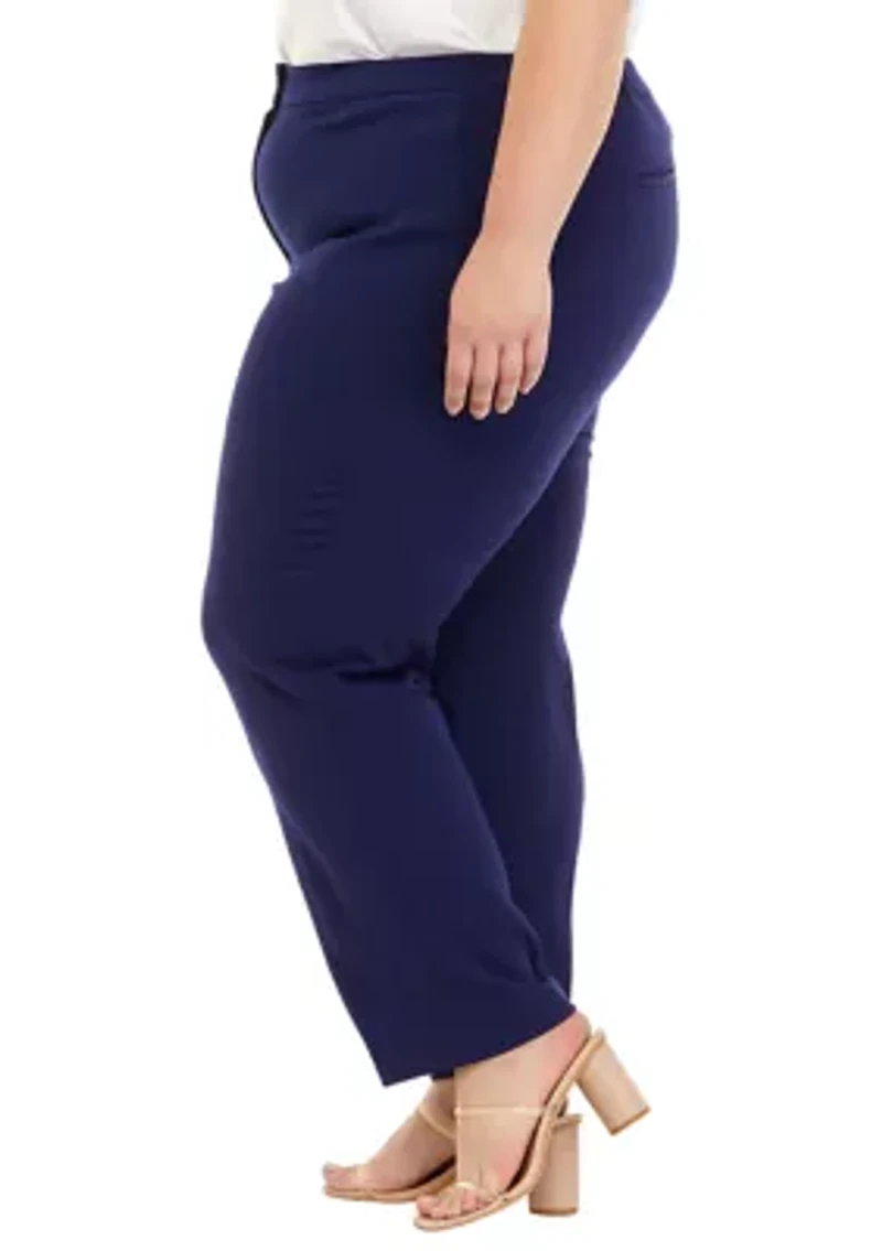 Plus Stretch Crepe Fly Front Side Elastic Trouser Pants