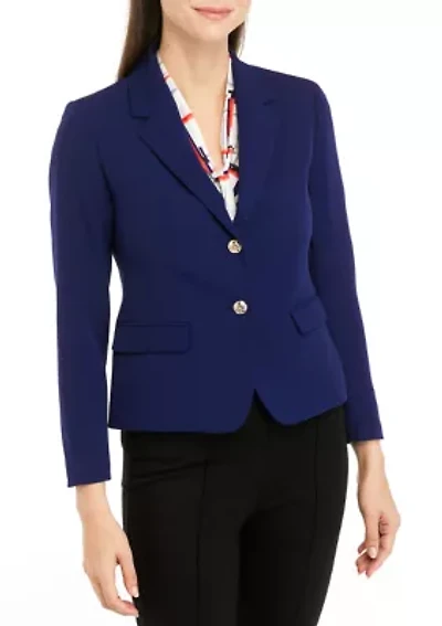 Petite Two Button Flap Pocket Blazer