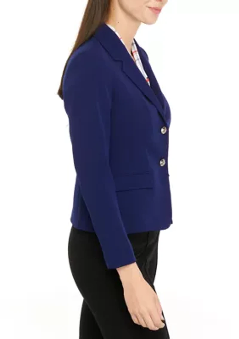 Petite Two Button Flap Pocket Blazer