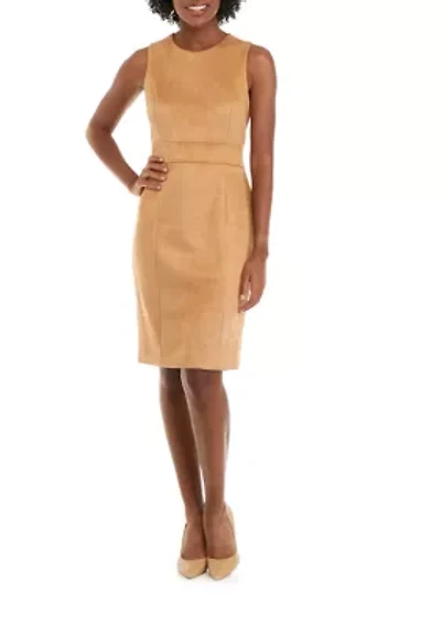 Petite Seam Waist Scuba Suede Sheath Dress
